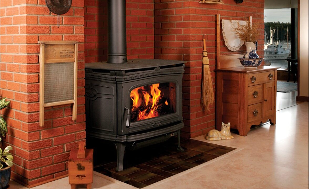 Pacific Energy Alderlea wood stove with legs