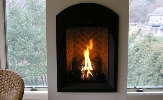 gas fireplace in small space