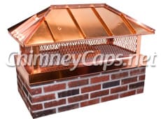 Custom Copper Outside Mount With Hip & Ridge and Standing Seams Lid - Chimney Cap #16