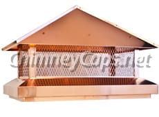 Copper Sloped Base With Hip Lid - Chimney Cap #59