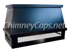 Custom Outsidet Mount Open Top Shroud Powder Coated Black With Screen Mesh - Chimney Cap #48