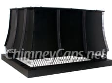 Custom Outside Mount Open Top Style Shroud Powder Coated Black With Sceen Mesh and Standing Seams - Chimney Cap #52