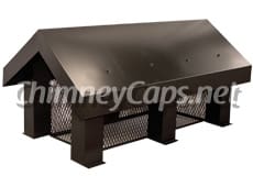 Custom Rooftop Style Shroud With Screen Mesh Powder Coated Brown - Chimney Cap #46